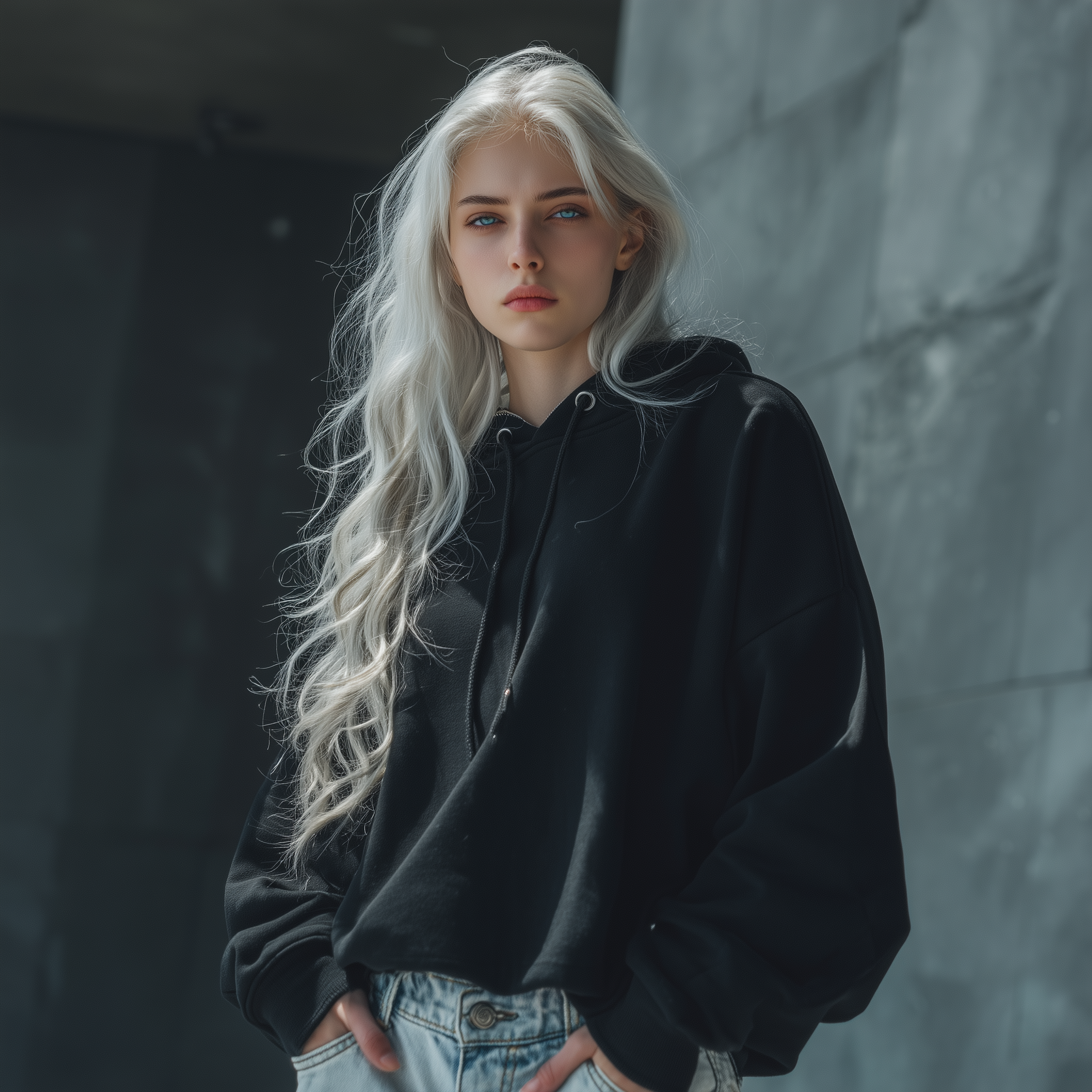 Platinum Blonde Flowing Wave Hairstyle